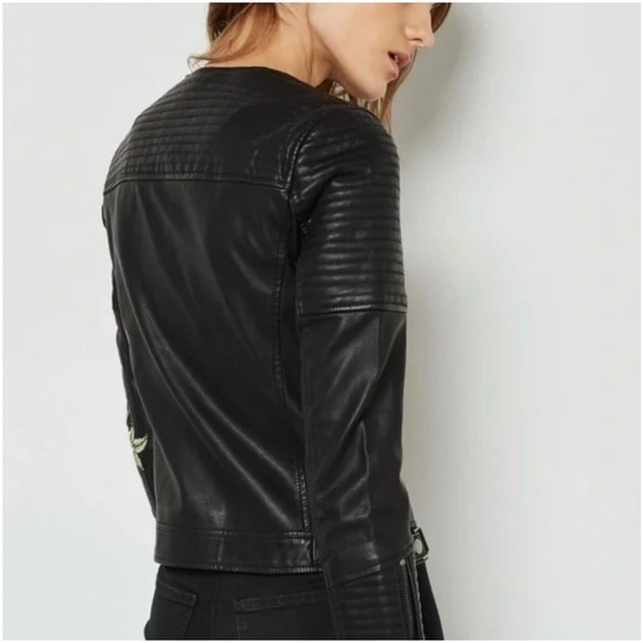 Top Shop Embroidered Leather Jacket - Picture 2 of 8